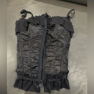 sophie b. Black Sheer Lace Trim Bustier Top